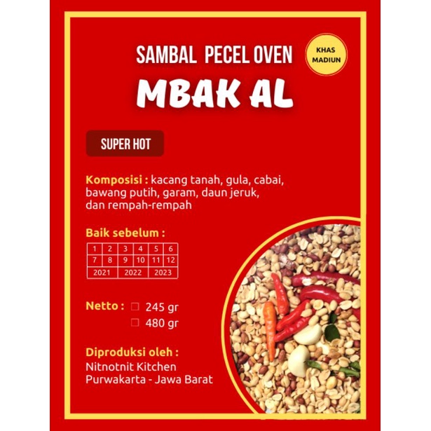 

Sambel pecel oven Mbak Al SUPERHOT