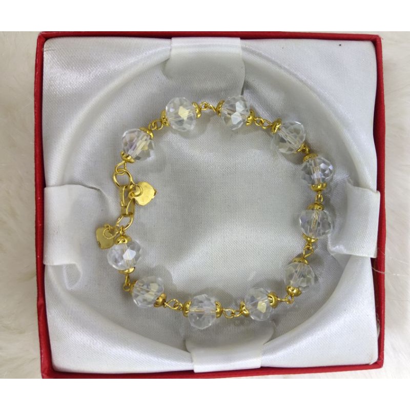 Gelang lilit lapis emas kristal putih