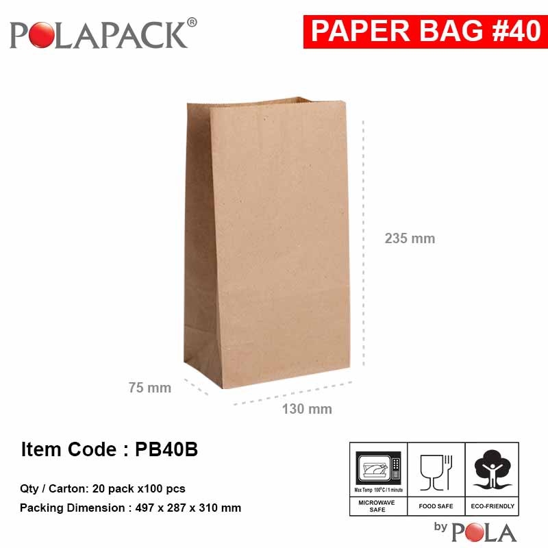 

Paper bag murah / kantong kertas murah PB40 Brown- 100pcs