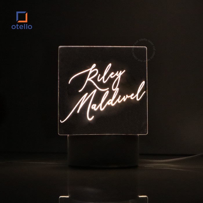 Custom Lampu Tidur Acrylic Night Lamp Square Name Lampu Meja Akrilik Dekorasi Aesthetic Korea Cantik