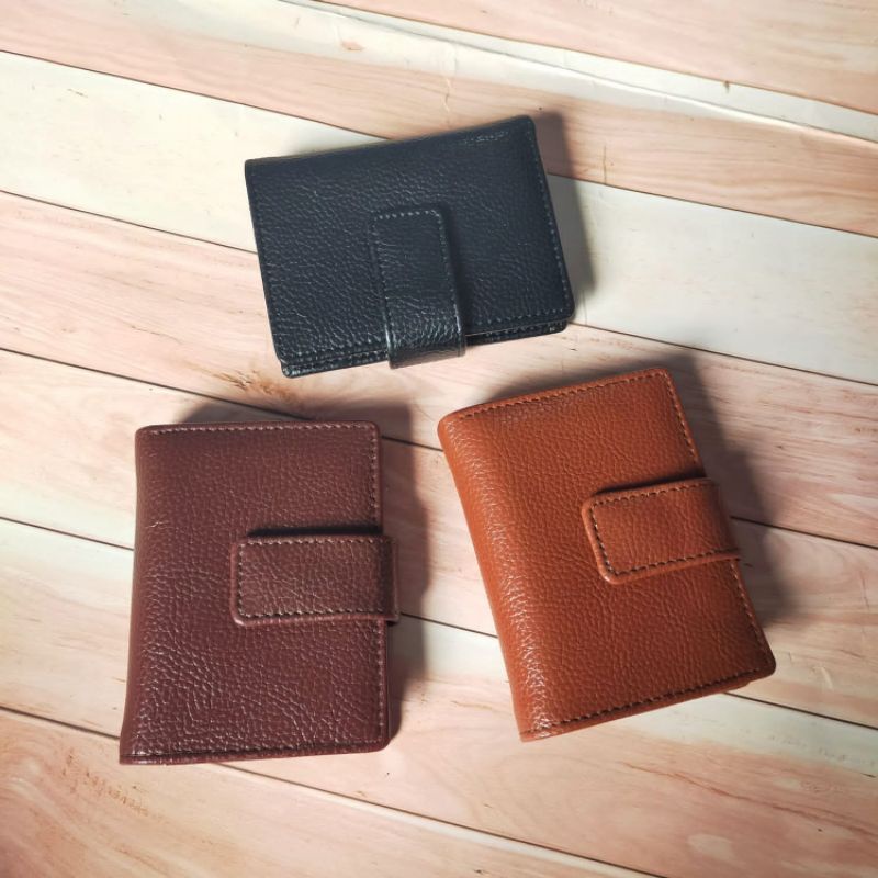 Dompet Kartu kulit asli motif jeruk Polos pria wanita