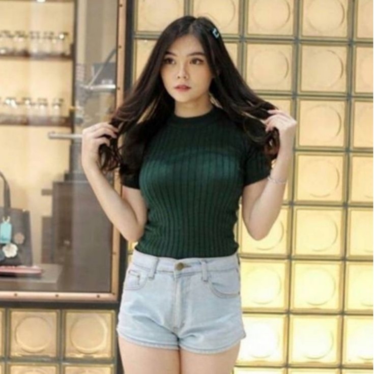 Daleman rajut inner Topline Sweater Rajut Wanita tangan Pendek