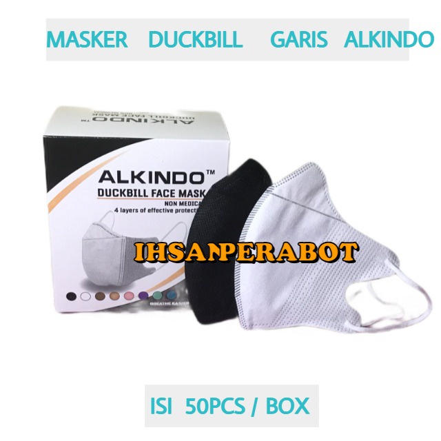 (isi 50pcs) Masker Duckbill Dewasa ALKINDO 3Ply / Duckbill Garis MOUSON Emboss 3 Ply Earloop