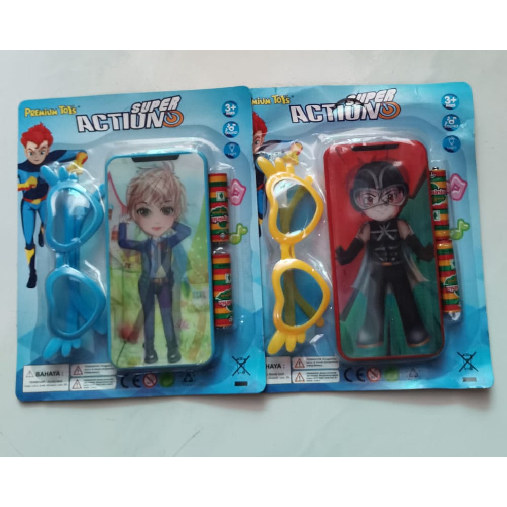 Mainan Anak Set Jam Tangan Kacamata Dan Telepon Nyala Bersuara Murah Dan Free Baterai