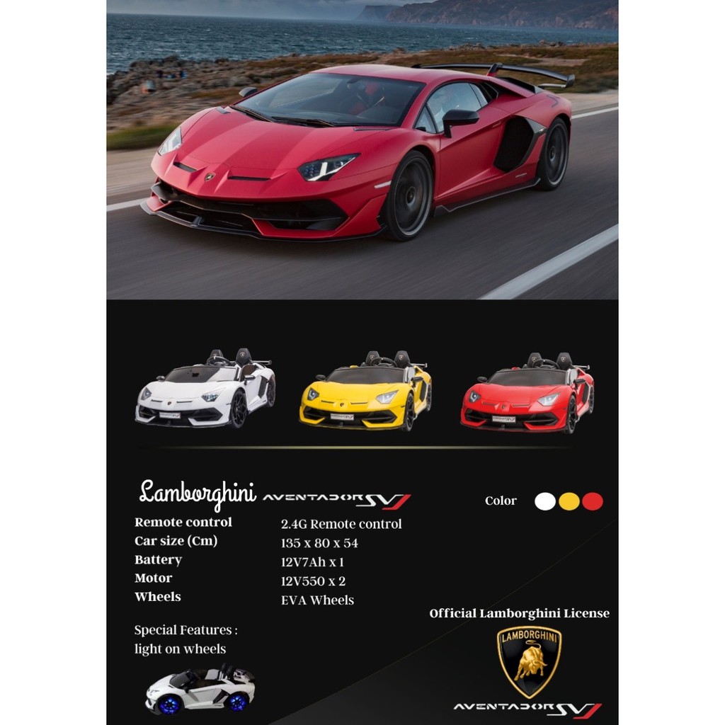 Mainan anak Mobil aki Lamborghini Aventador Svj lisensi jumbo
