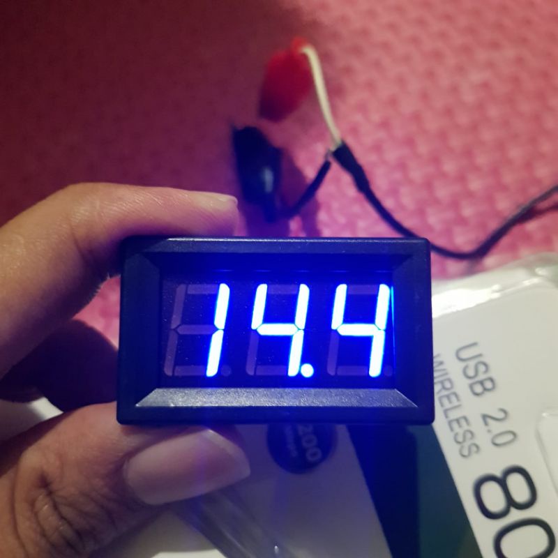Volt meter DC Aki Motor Mobil Voltmeter digital tidak waterproof Warna Biru