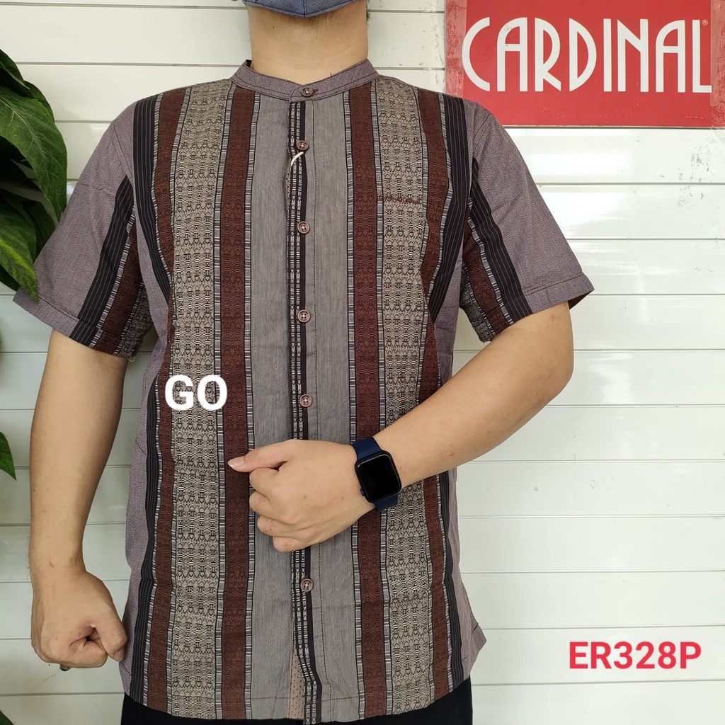 gof XL BIG SIZE CARDINAL KEMEJA KOKO Taqwa Pakaian Pria Original Baju Muslim Salur Lengan Pendek TBQ