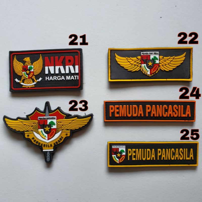 patch rubber logo pp - rubber patch logo pemuda pancasila - garuda - tempelan emblem karet velcro