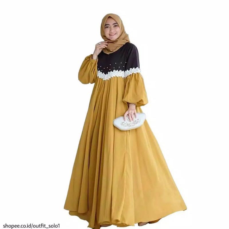 Gamis mutiara clarissa dress pakaian wanita fashion muslim