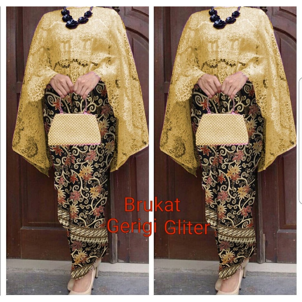 Stelan Kebaya Cape brukat glitter/kebaya modern/kebaya batik modern