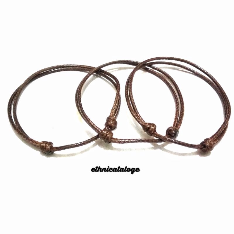 3 pcs gelang tali korea slide polos 1.5 mm warna coklat / dapat 3 gelang