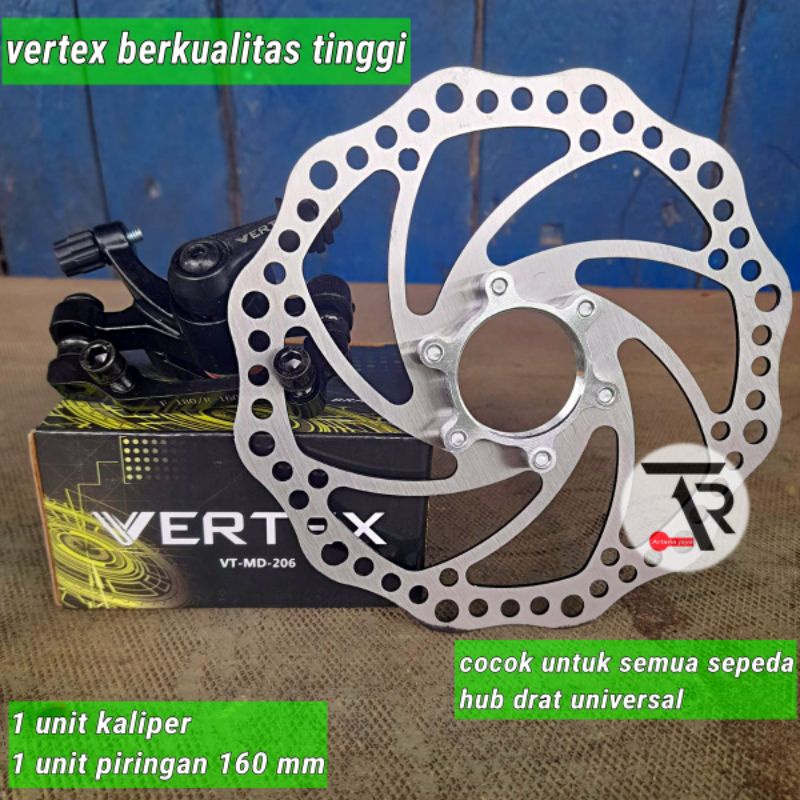 Rem cakram sepeda hub drat disc brake VERTEX 160 mm tali rem pacific cocok untuk semua sepeda 1pcs