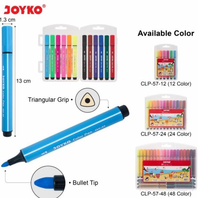 

(PERALATAN MENGGAMBAR) PULPEN PENA WARNA COLOR PEN JOYKO CLP-57 - 48 TERBARU