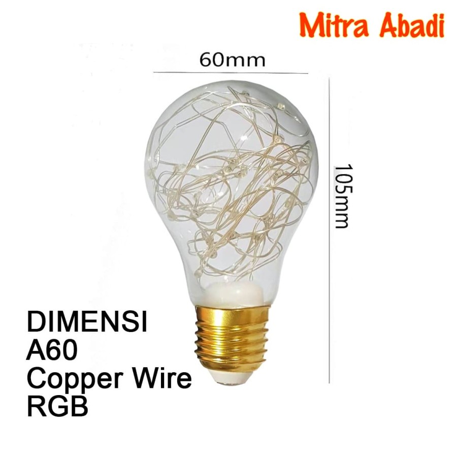 Lampu Bulb LED Edison Cooper Wire Vintage A60 1,5W Fitting E27