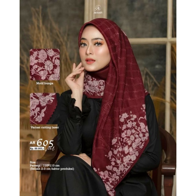Kerudung Hijab Jilbab segi empat scraft terbaru 2022 Arrafi AR 605