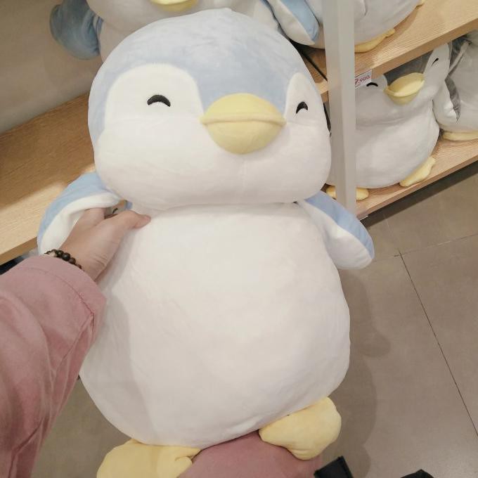 NEW BARU MINISO LARGE PENGUIN PINGUIN PLUSH TOY 48CM BONEKA BANTAL JUMBO - Biru Muda BERKUALITAS