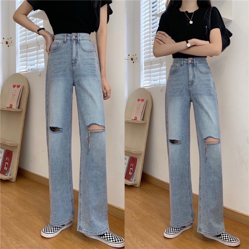 CLOTHIER - Cami Baggy Ripped Jeans | Unisex Light Medium Dark Blue Wide Leg Denim