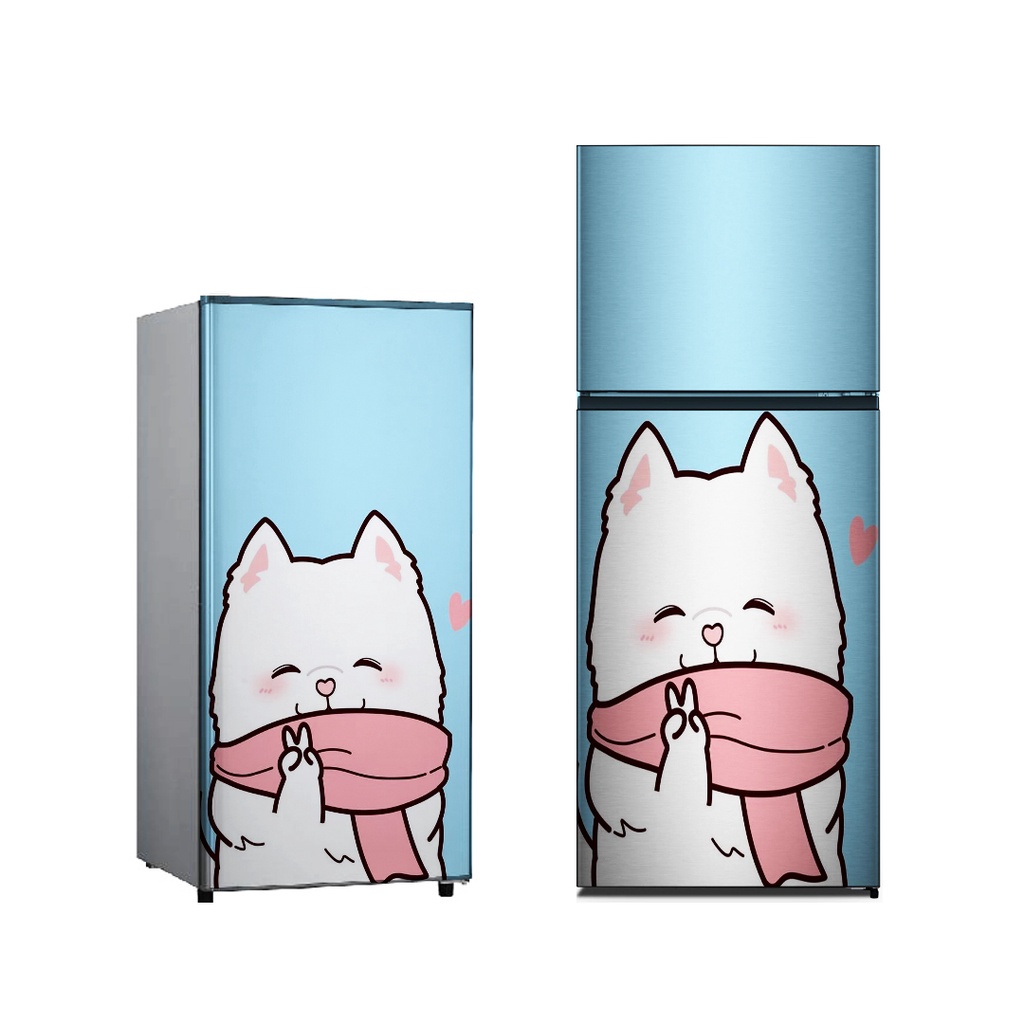 Stiker Kulkas 1 Pintu dan 2 Pintu Motif kucing Kode K-G2 - FX