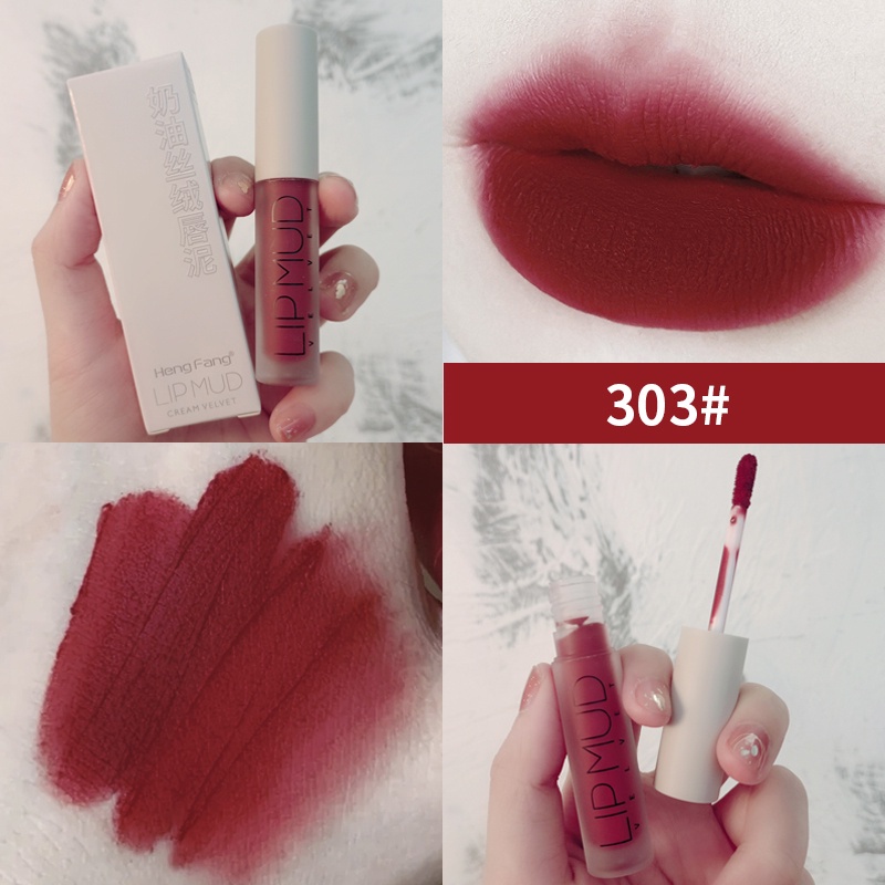 Lip Mud Lipstik Mate Super Velvet Hengfang Longlasting Lipstik Velvet Mate