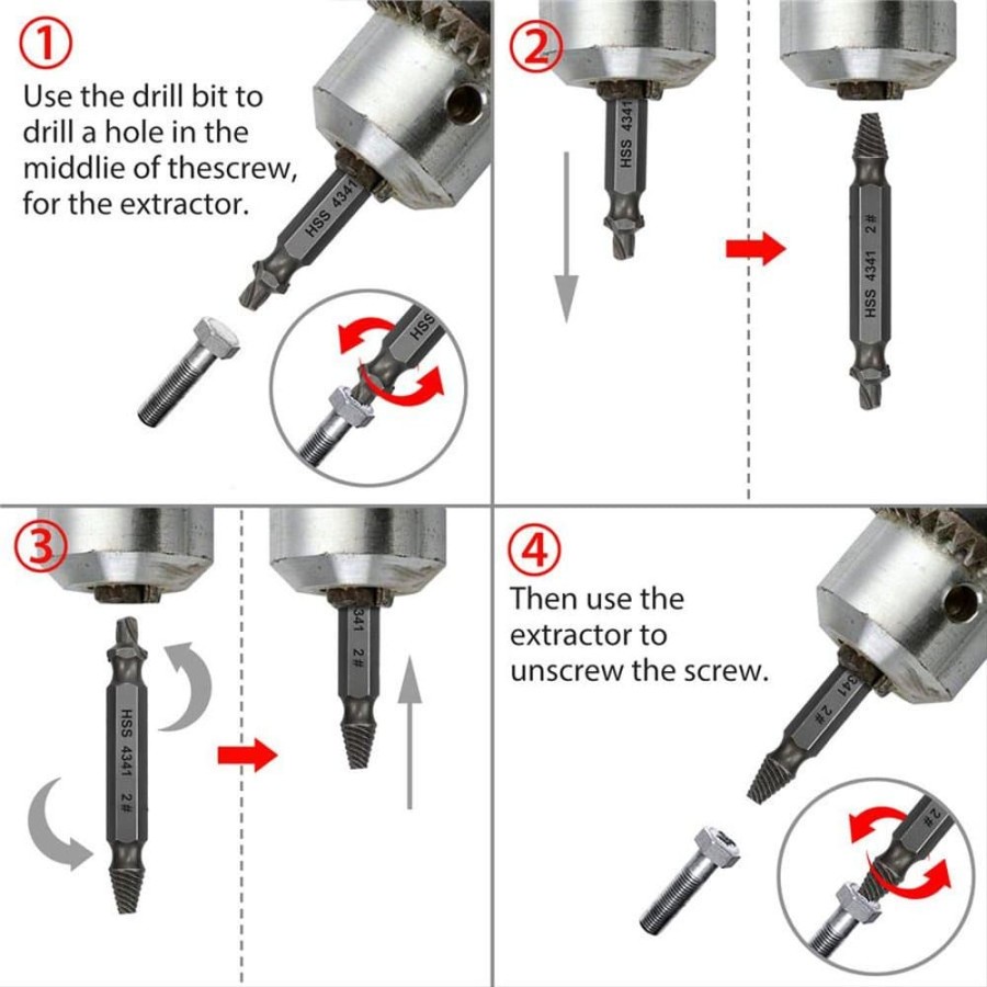 Alat pembuka baut rusak / Screw Extractor Broken Striped Screw Remover