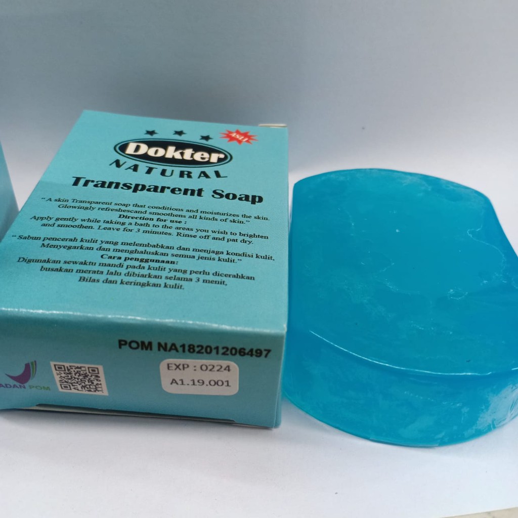 Sabun DR biru Dokter Natural Soap Transfaran 60 gr b pom