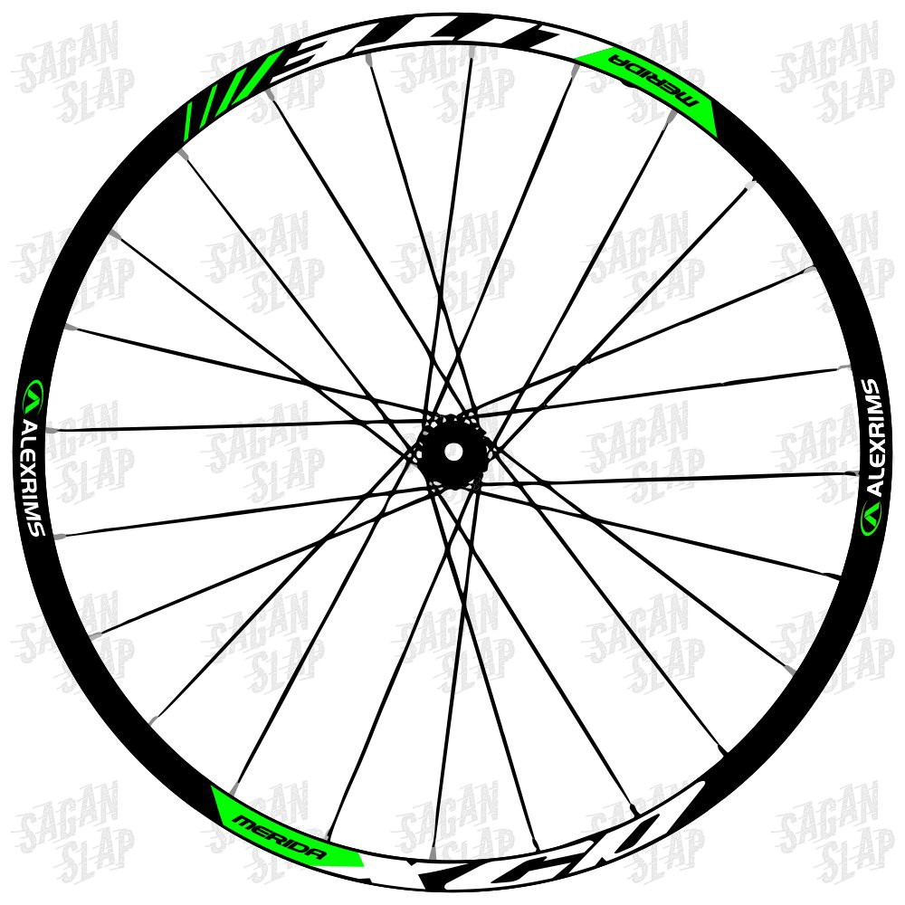 Sticker ALEXRIMS MERIDA XCD LITE  HIJAU Lebar Stiker 2cm  Decal rim mtb roadbike 26 27.5 29 700c