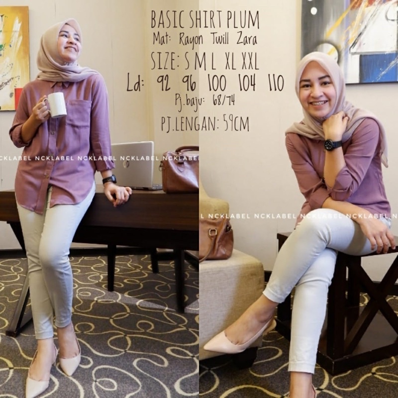 Kemeja Wanita Basic Shirt bahan Rayon Twill Zara Bahan Superr Adem dan Nyaman Ori By Nck Label