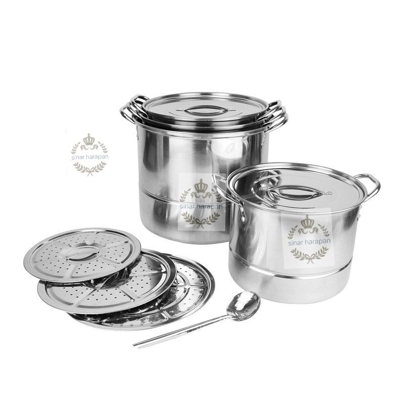 Kitchen Ware - 1 Set 4 pcs Stock Pot Steamer Panci Kukus Dandang Stainless