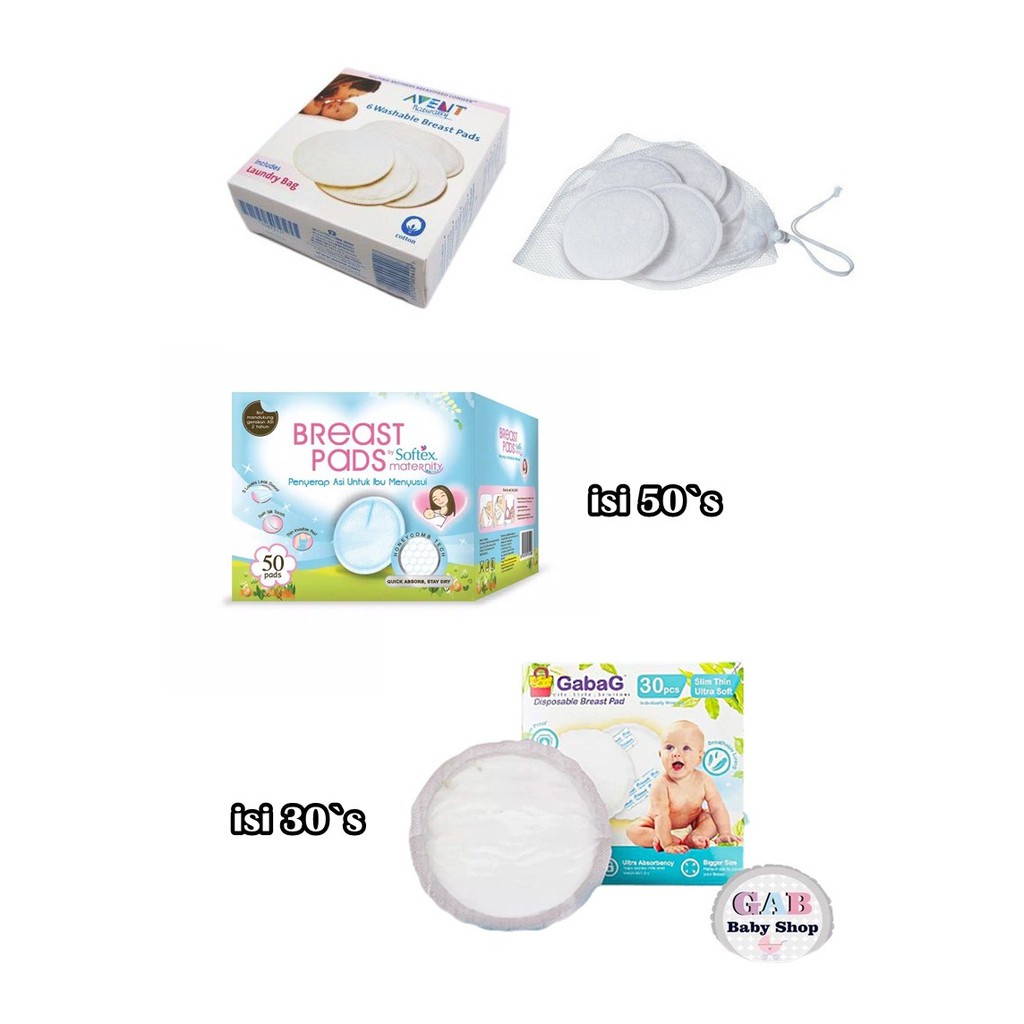 Breast Pad Softex Babysafe Gabag BOX/ Avent Washable Breastpad