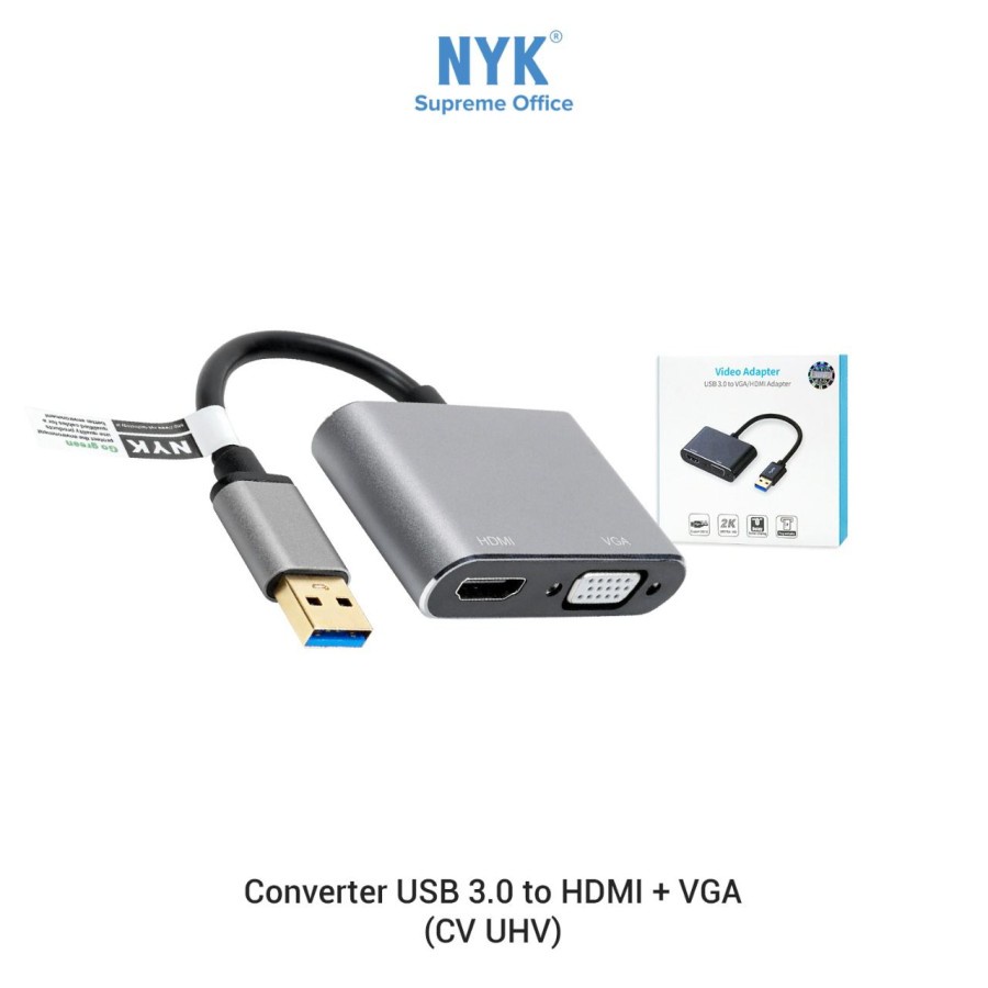 Kabel Converter USB 3.0 To VGA HDMI 1080p 2in1 proyektor tv 2 in 1