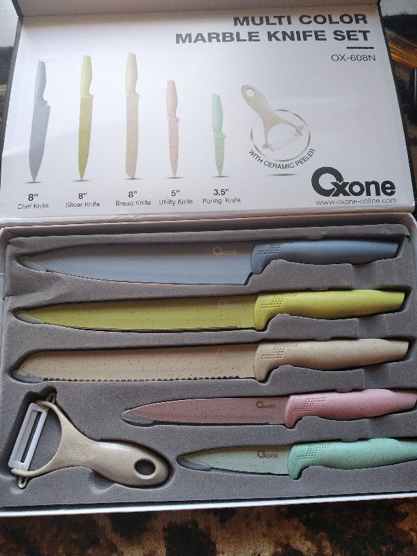 Pisau Set / Knife Set Oxone Multi Color Marble Ox 608n / Ox-608n