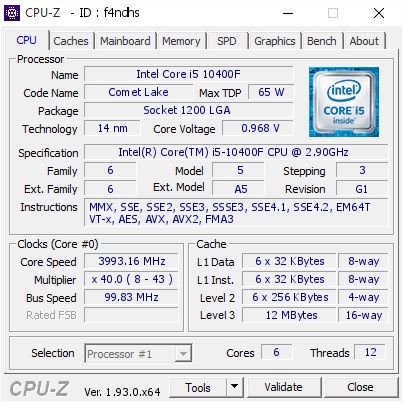 Intel Core i5-10400F 2.9Ghz|Cache 12Mb|LGA 1200|TRAY With Fan