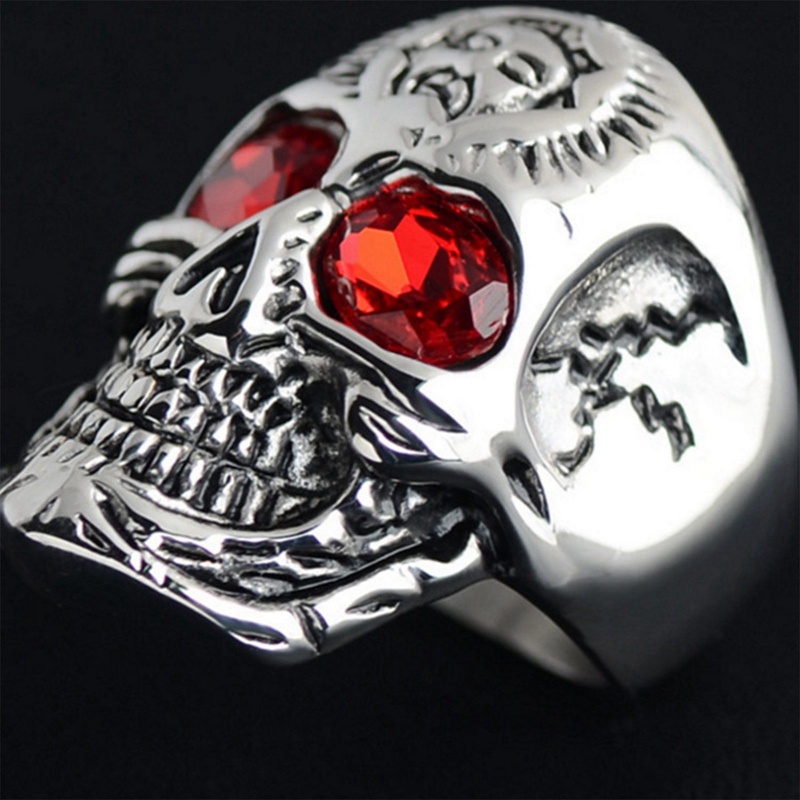 Cincin Antik Bentuk Tengkorak Motif Bunga Gaya Gothic Rock Punk Untuk Pria