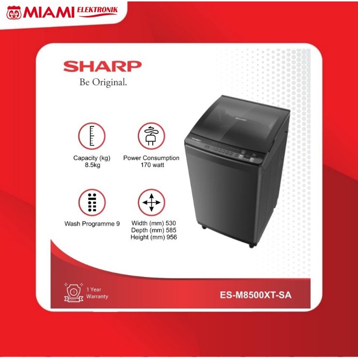 SHARP 8.5 Kg New Megamouth Series 2.0 ES-M8500XT-SA / Top Load ESM8500XTSA