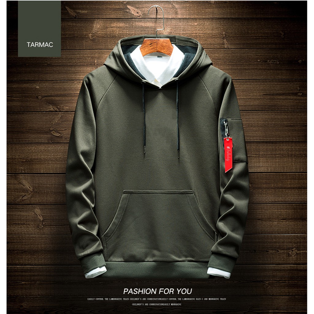  Pull Bear Jaket Sweater Jumper Hoodie Pria Hitam 