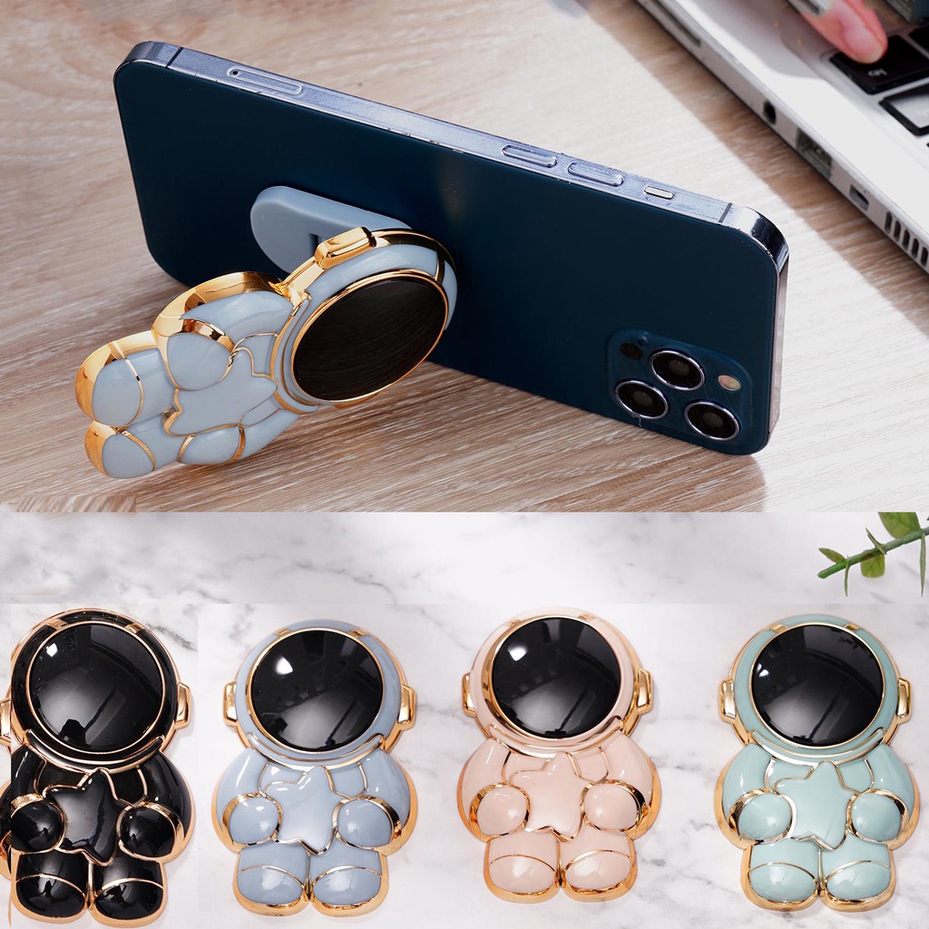 Bracket Dudukan Handphone Universal Model Lipat Bahan Plastik Bentuk Astronot 6D