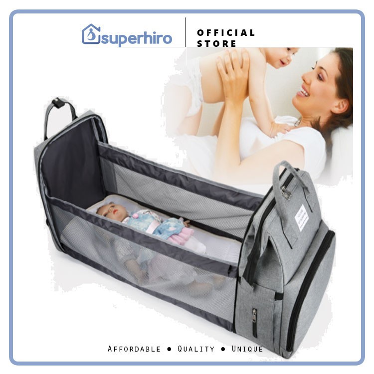 Tas Bayi 2in1 | Diaper Bag Ranjang Bayi Multifungsi SuperHiro Baby Bag