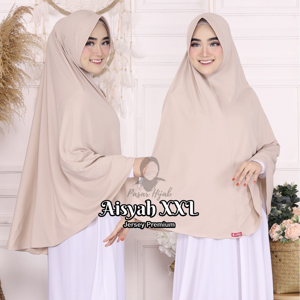 Jilbab Instan Aisyah Size XXL Hijab Instan Jersey Premium Kerudung Bergo Pasar Hija'b