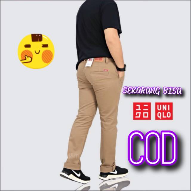  Uniqlo  celana  chino panjang  pria  chino panjang  cowok chino 