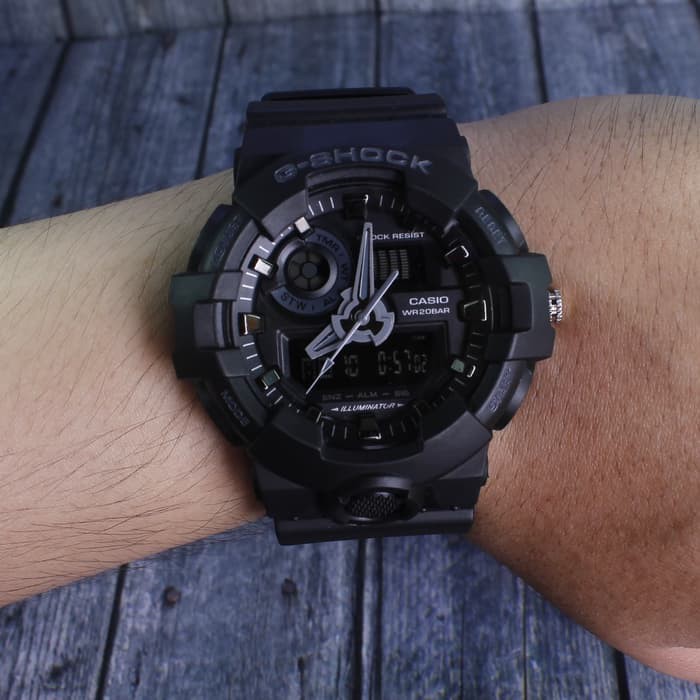 JAM TANGAN PRIA & WANITA G Shock GA-700 Full Black Hitam Army