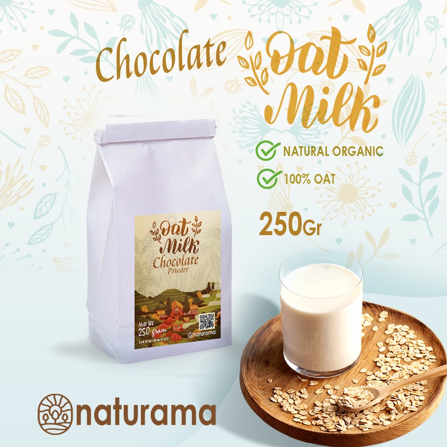 Oat Milk Powder Chocolate 250 Gram Bubuk Oat Organik rasa coklat