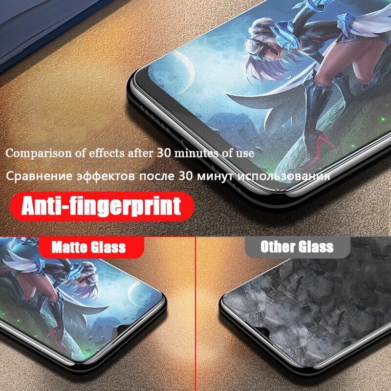 XIAOMI REDMI S2 3S 3 PRO 4A 4X 5 5A 5+ 6 6A 6 PRO TEMPERED GLASS FULL AG ANTI MINYAK FINGERPRINT BLUE MATTE RAY LIGHT