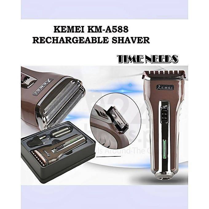 Kemei Shaver KM A588 Alat Cukur Kumis dan Jenggot System Cas