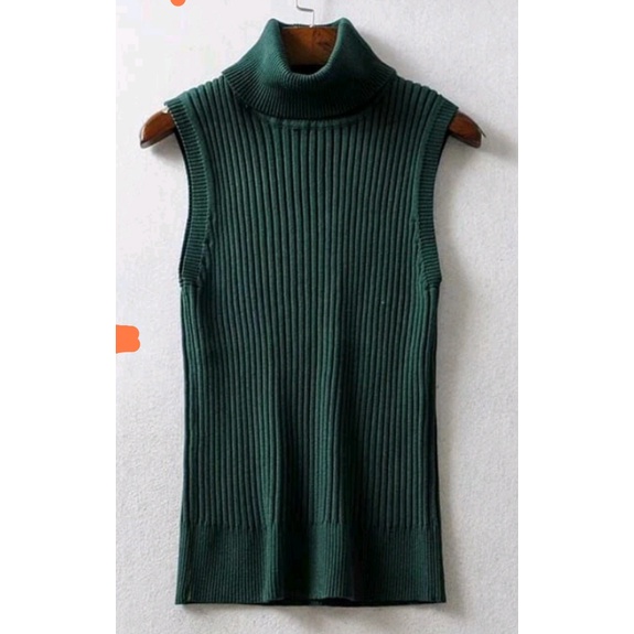 Turtle Neck Tanktop Rajut / Tank top kerah tinggi rajut wanita / Inner Manset