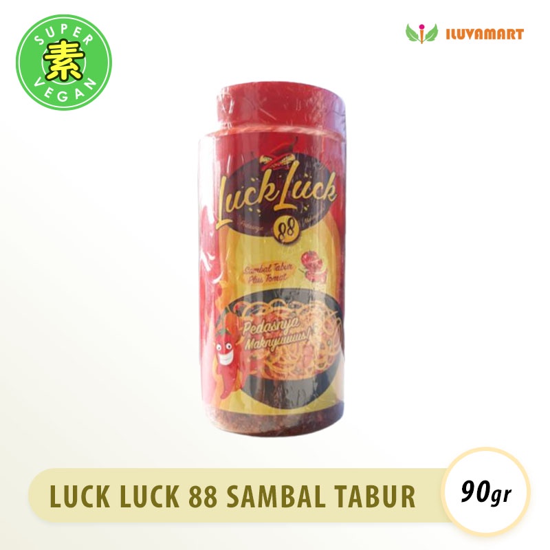 

Luck Luck 88 Sambal Tabur Plus + Tomat 90 gr Pedasnya Maknyus / Sambel Vegan / Cabai Vegie Bubuk