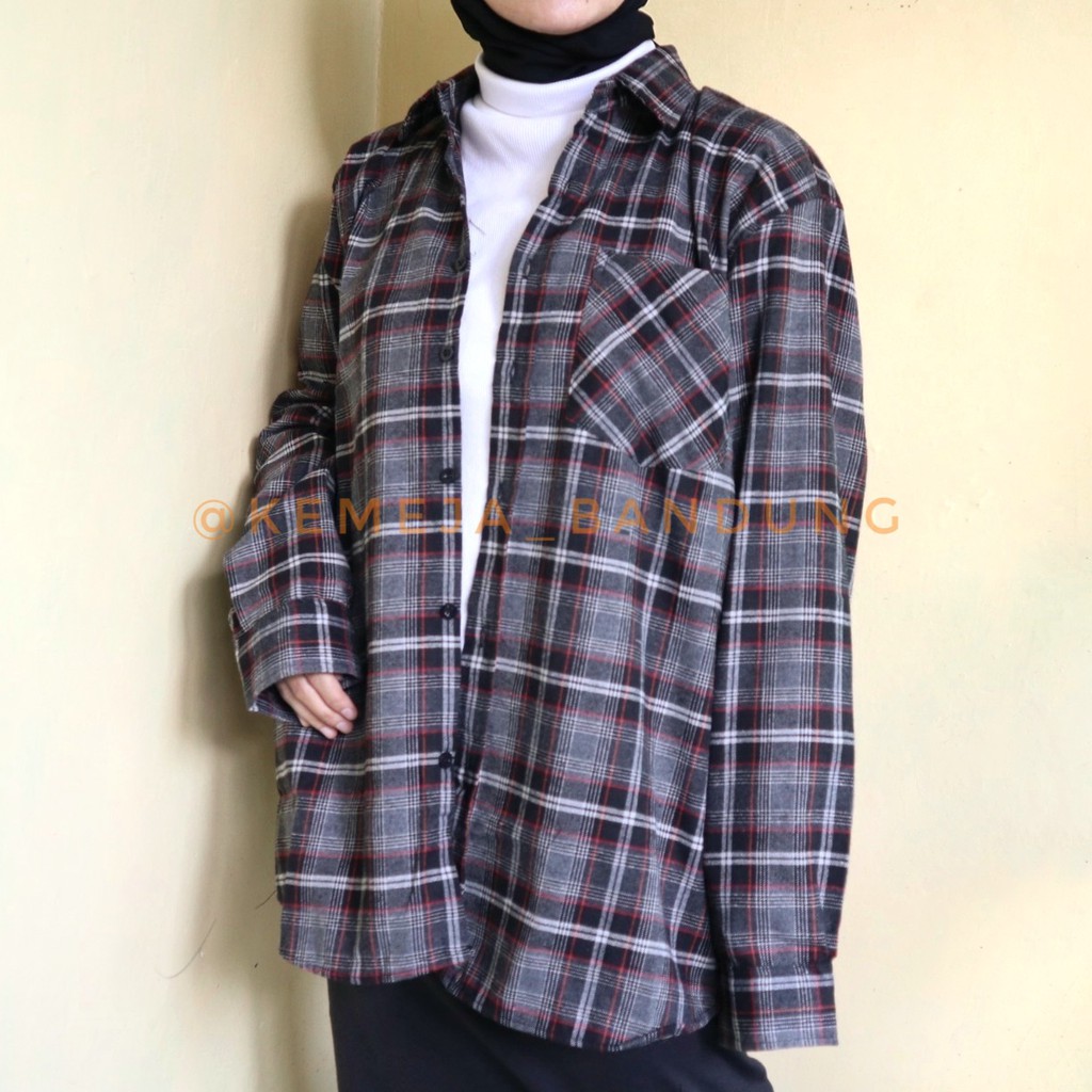 (NORMAL SIZE) kemeja flanel cewek wanita lengan panjang ...