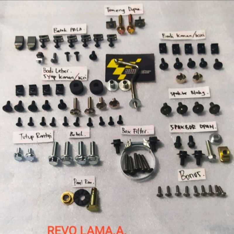 Baut full set body Revo lama / baut lengkap body Revo lama