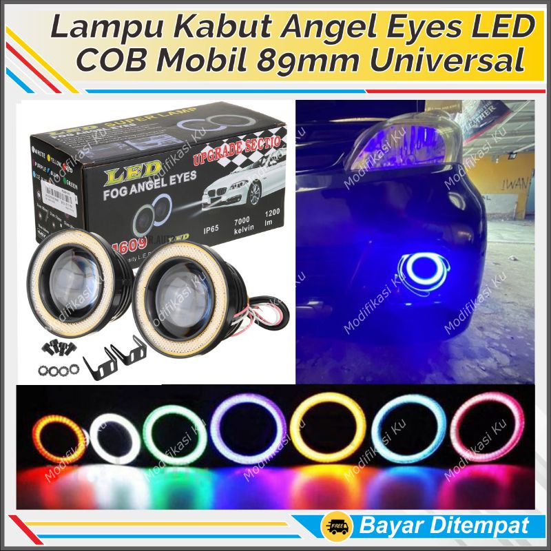 LAMPU KABUT MOBIL LED FOGLAMP + ANGEL EYE PROJIE TEMBAK KABUT 89 MM 89MM 2 MODE TERMURAH : AVANZA XE