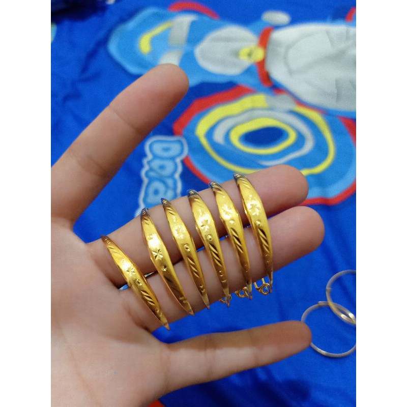 GELANG ANAK SELOT UKIR PERAK 925 LAPIS MAS 24K