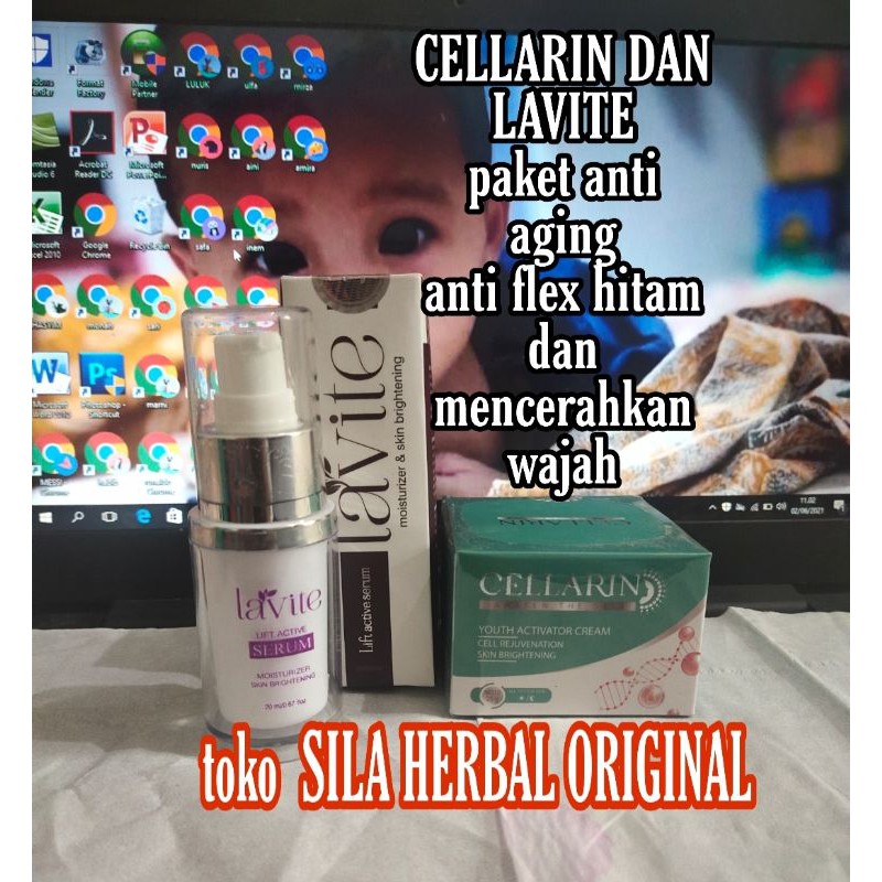 CELLARIN DAN LAVITE SERUM PAKET PEMUTIH DAN ANTI PENUAAN DAN ANTI FLEK HITAMASLI BPOM